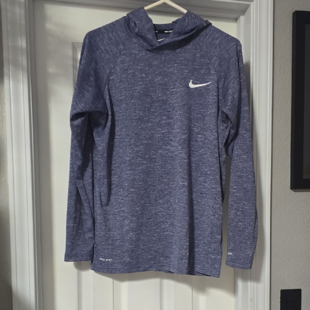Nike Men's Heathered Blue Hoodie Sweater